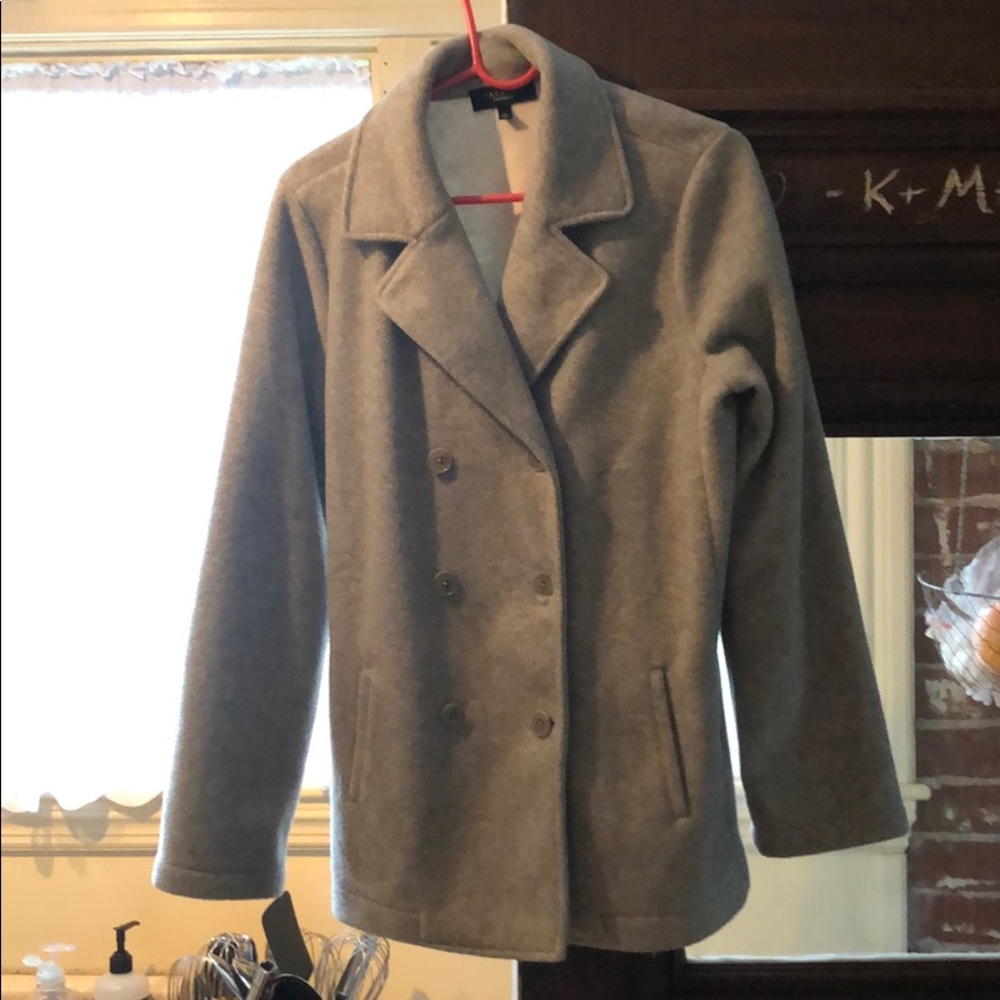 Talbots Double Breasted Fleece Pea Coat Gray